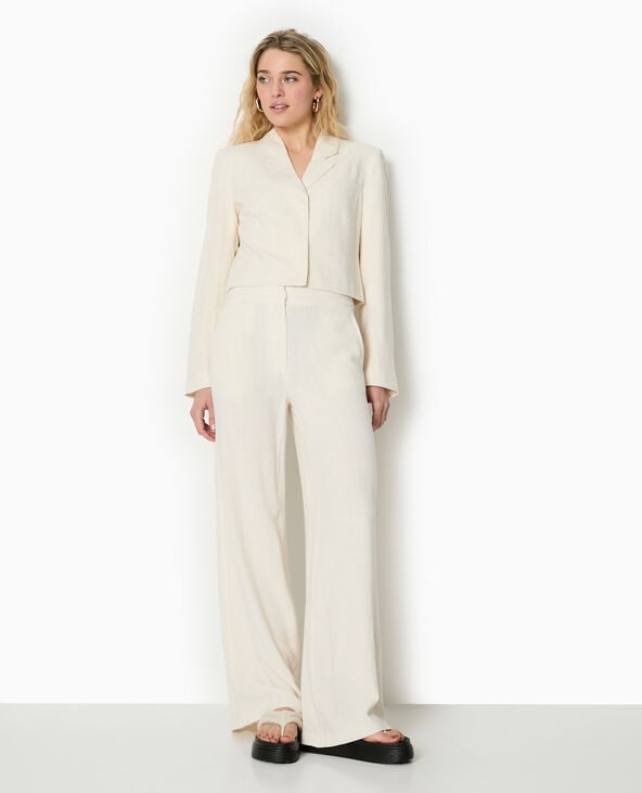 pimkie Veste blazer courte avec lin - Blanc