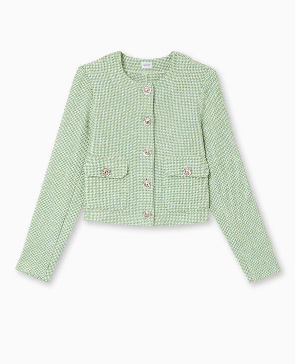 Pimkie Veste Courte Et Droite En Tweed - Vert
