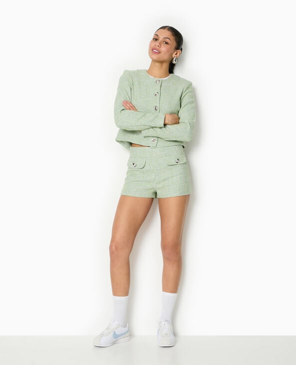 pimkie Veste courte et droite en tweed - Vert