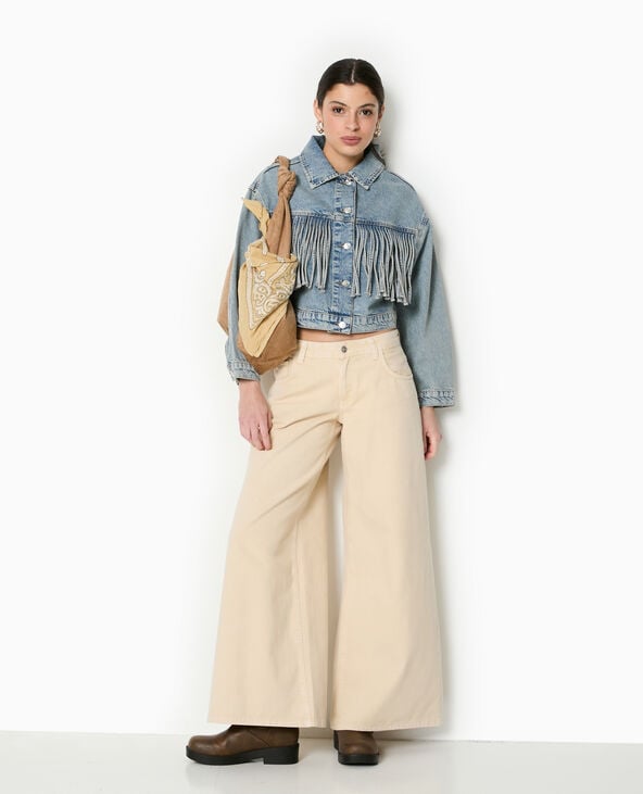 pimkie Veste en jean avec franges - Bleu