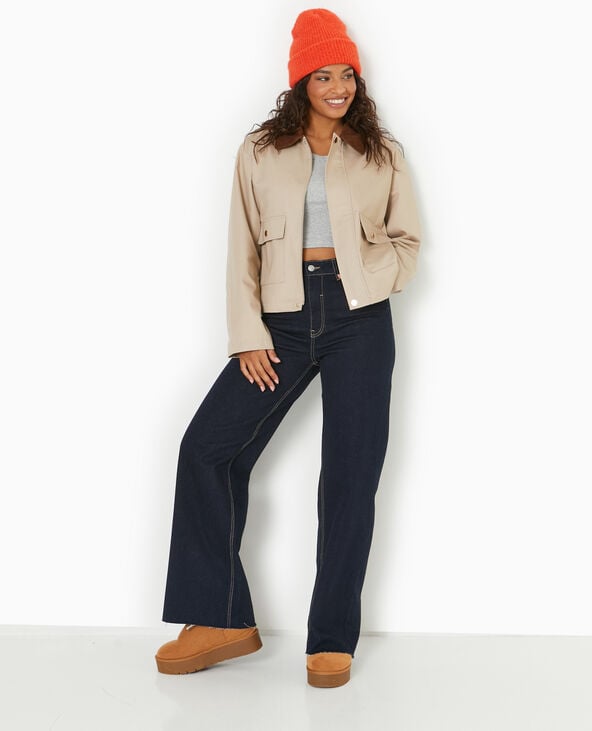 pimkie Veste en toile avec col velours côtelé - Doré