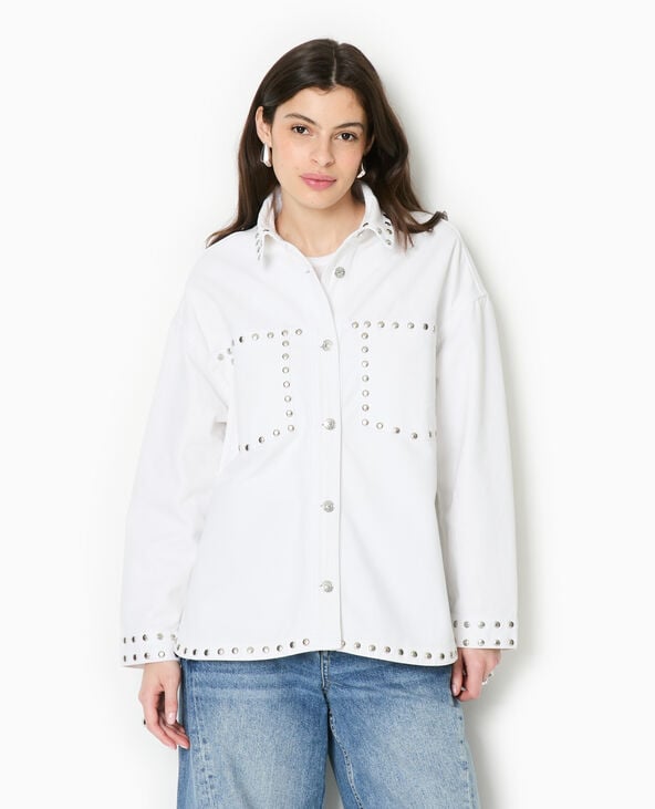 Pimkie Veste Oversize En Toile Avec Clous - Blanc