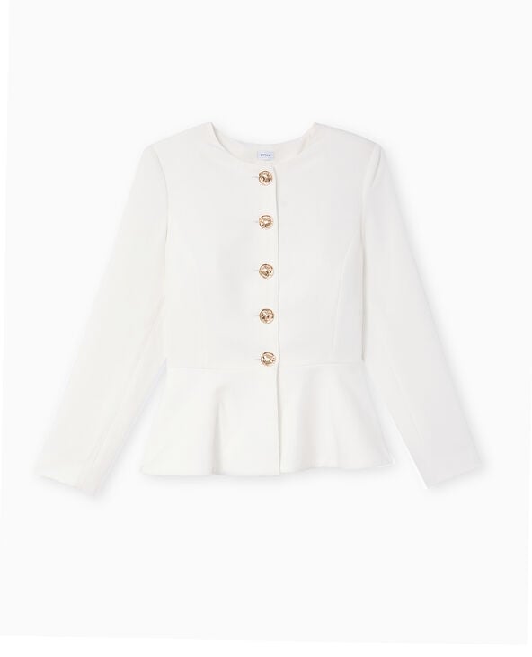 Pimkie Veste Peplum Avec Boutons Fantaisie - Blanc