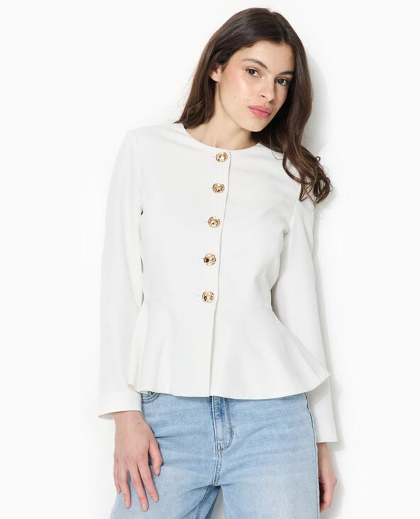 Pimkie Veste Peplum Avec Boutons Fantaisie - Blanc