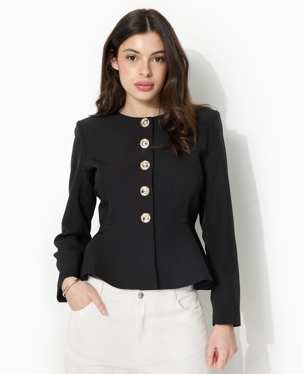 Pimkie Veste Peplum Avec Boutons Fantaisie - Noir