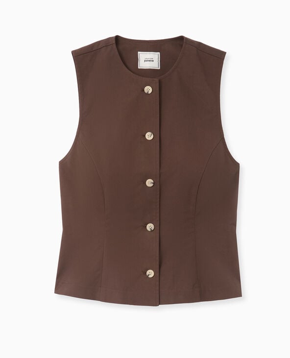 Pimkie Veste Sans Manches Avec Boutons - Marron