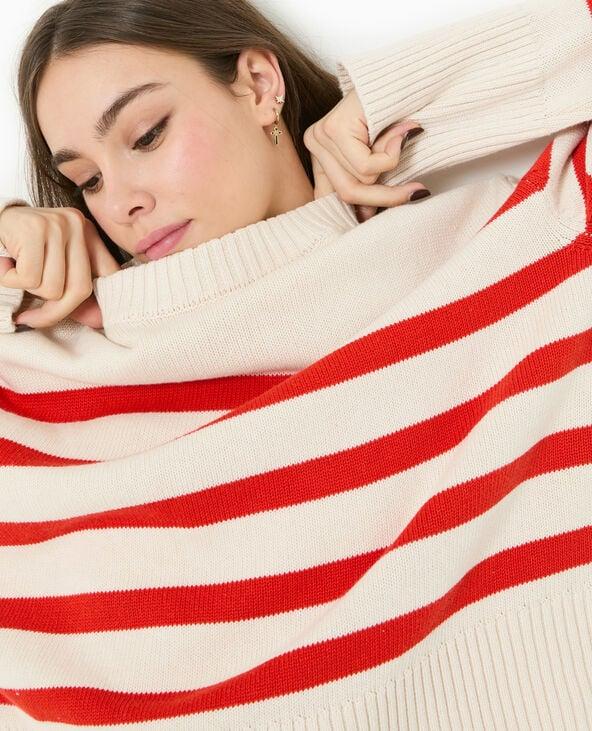 pimkie Pull oversize rayé avec grands bord-côtes - Blanc