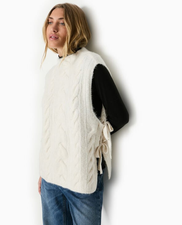 pimkie Pull sans manches avec nouettes sur les côtés - Blanc