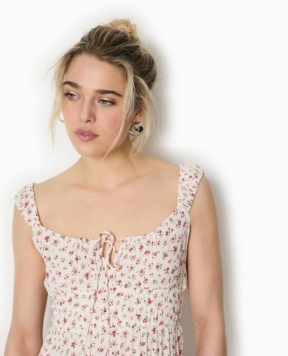 pimkie Robe bretelles encolure empire motifs fleurs - Blanc