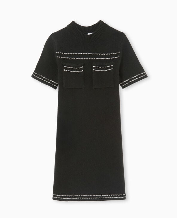 Pimkie Robe Courte En Maille Avec Détails Contrastés - Noir