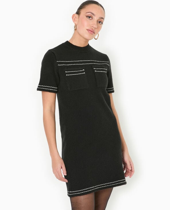 pimkie Robe courte en maille avec détails contrastés - Noir
