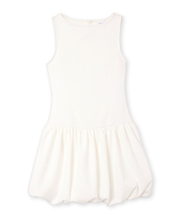 Pimkie Robe Courte En Maille Extensible Avec Bas Ballon - Blanc