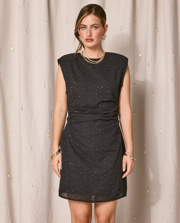 Pimkie Robe Courte En Tissu Fantaisie Avec Sequins - Noir