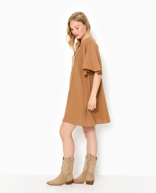 Pimkie Robe Courte Et Ample En Gaze De Coton - Marron
