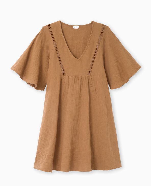 Pimkie Robe Courte Et Ample En Gaze De Coton - Marron