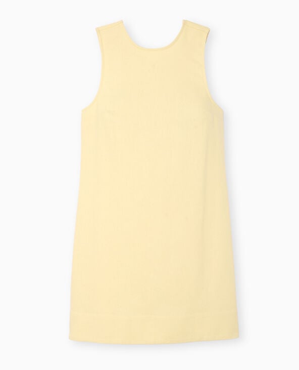 Pimkie Robe Courte Lin Avec Dos Dégagé Et Boutonné - Jaune Pâle