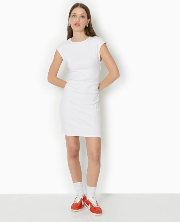 Pimkie Robe Courte Sans Manches Avec Fronces Côtés - Blanc