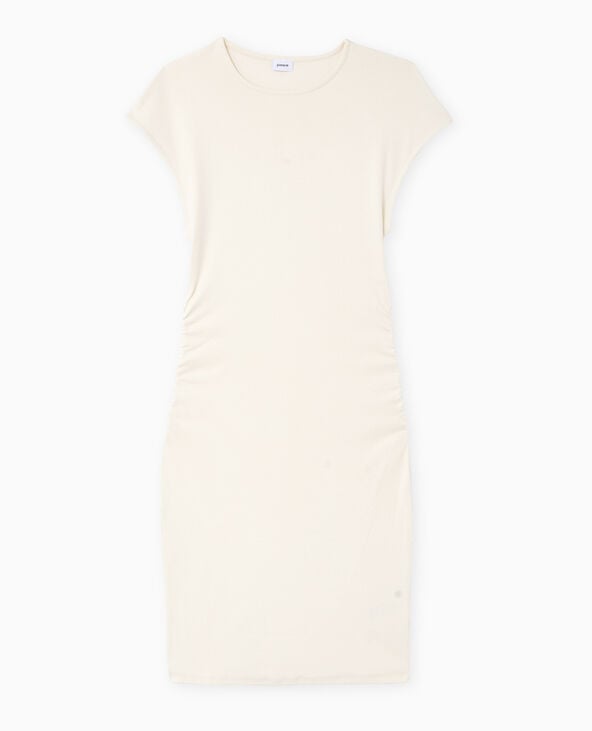 Pimkie Robe Courte Sans Manches Avec Fronces Côtés - Écru