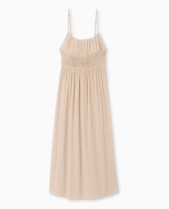 Pimkie Robe Longue à Bretelles En Tissu Froissé - Beige