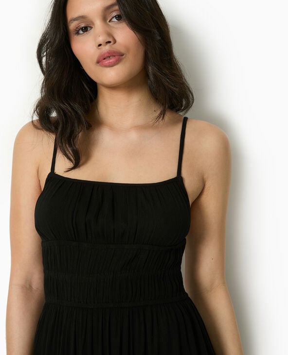 Pimkie Robe Longue à Bretelles En Tissu Froissé - Noir