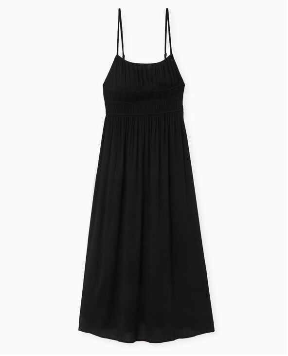 Pimkie Robe Longue à Bretelles En Tissu Froissé - Noir