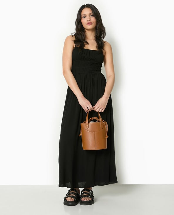 Pimkie Robe Longue à Bretelles En Tissu Froissé - Noir