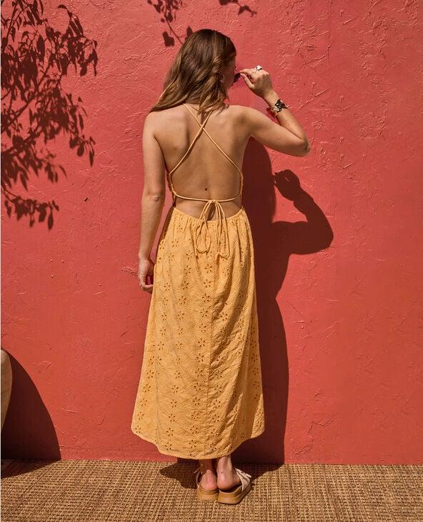 pimkie Robe longue en broderie anglaise bretelles croisées - Orange