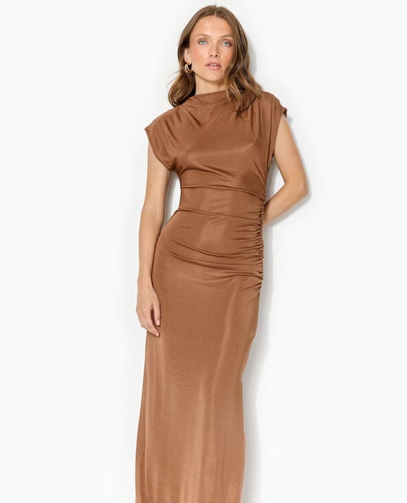 pimkie Robe longue en maille avec fronces et drapés - Beige