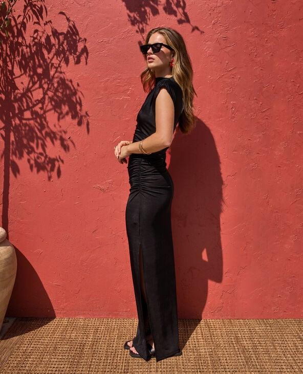 pimkie Robe longue en maille avec fronces et drapés - Noir