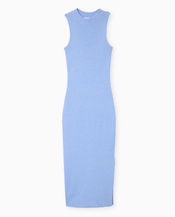 Pimkie Robe Longue Et Moulante En Maille Côtelée - Bleu Clair