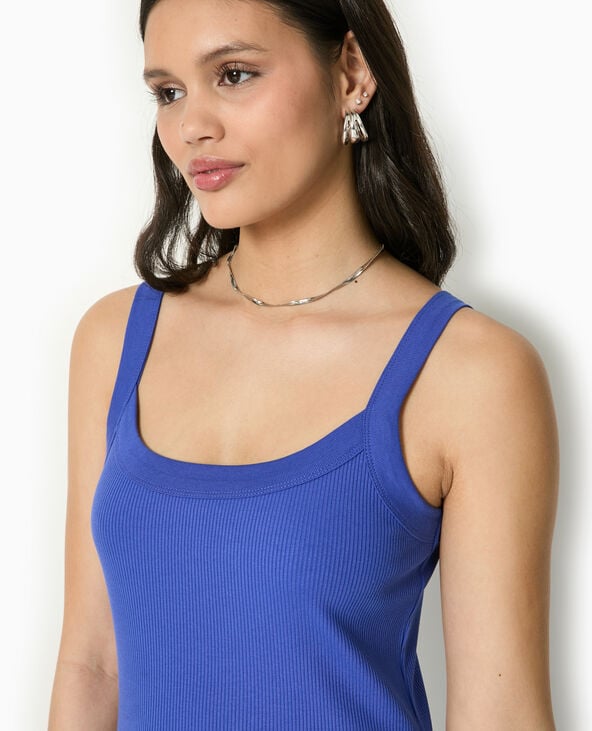 Pimkie Robe Longue Et Moulante En Maille Côtelée - Bleu Marine