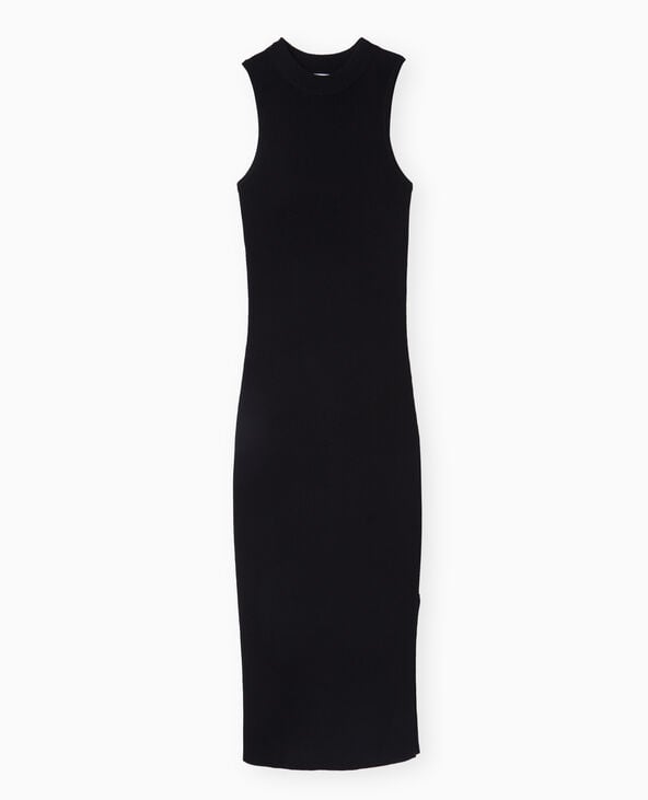 Pimkie Robe Longue Et Moulante En Maille Côtelée - Noir