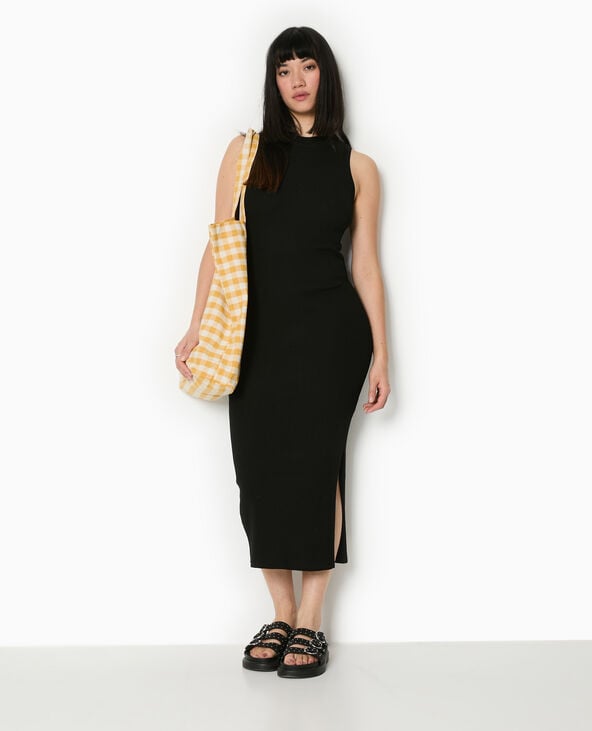 Pimkie Robe Longue Et Moulante En Maille Côtelée - Noir