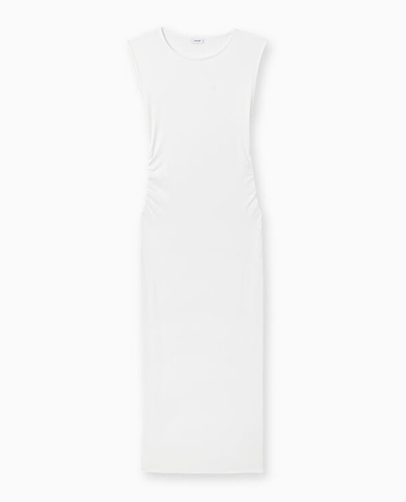 Pimkie Robe Longue Sans Manches Avec Fronces Côtés - Blanc