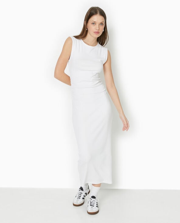 Pimkie Robe Longue Sans Manches Avec Fronces Côtés - Blanc