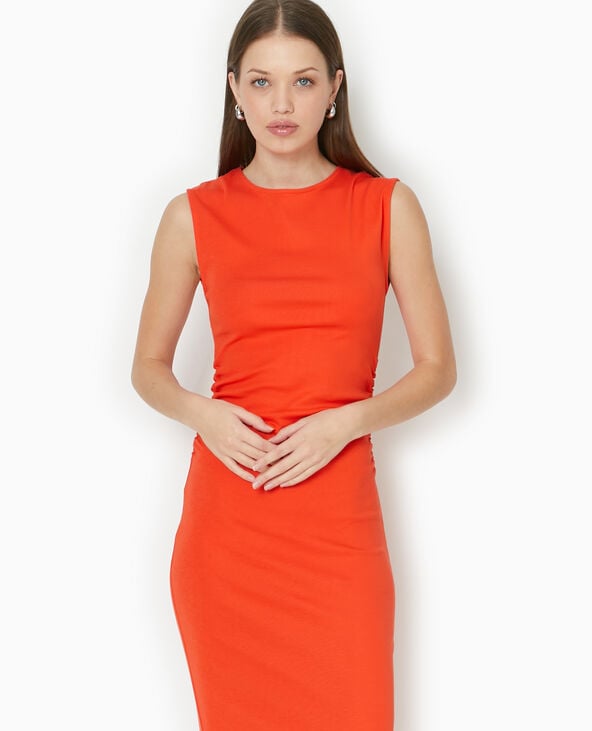 Pimkie Robe Longue Sans Manches Avec Fronces Côtés - Orange