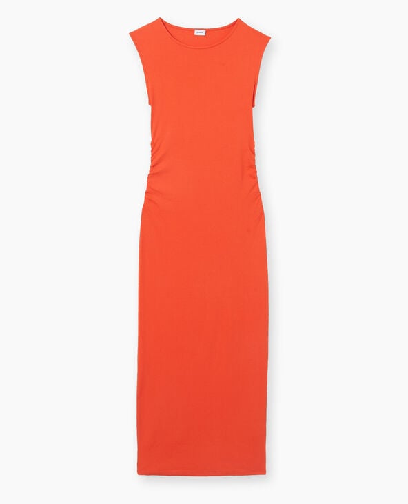 Pimkie Robe Longue Sans Manches Avec Fronces Côtés - Orange