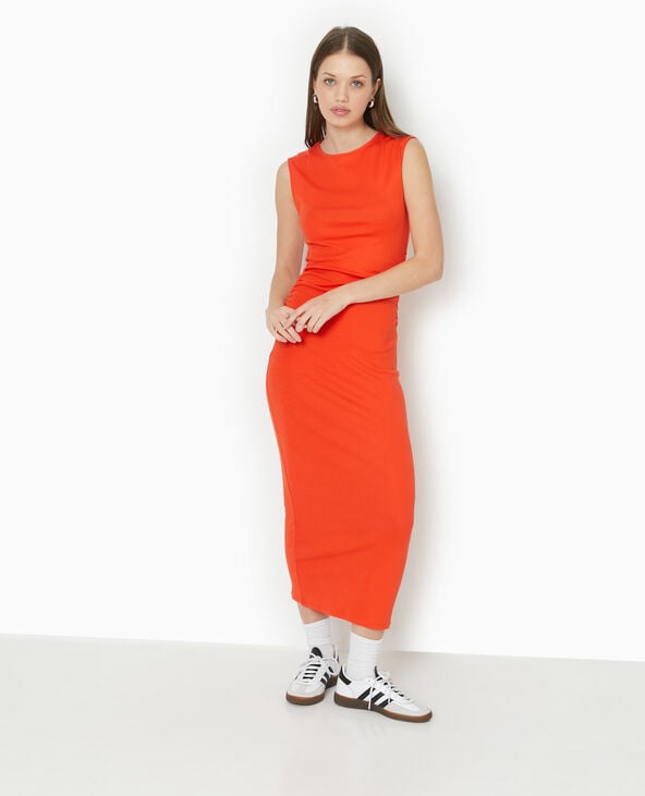 Pimkie Robe Longue Sans Manches Avec Fronces Côtés - Orange