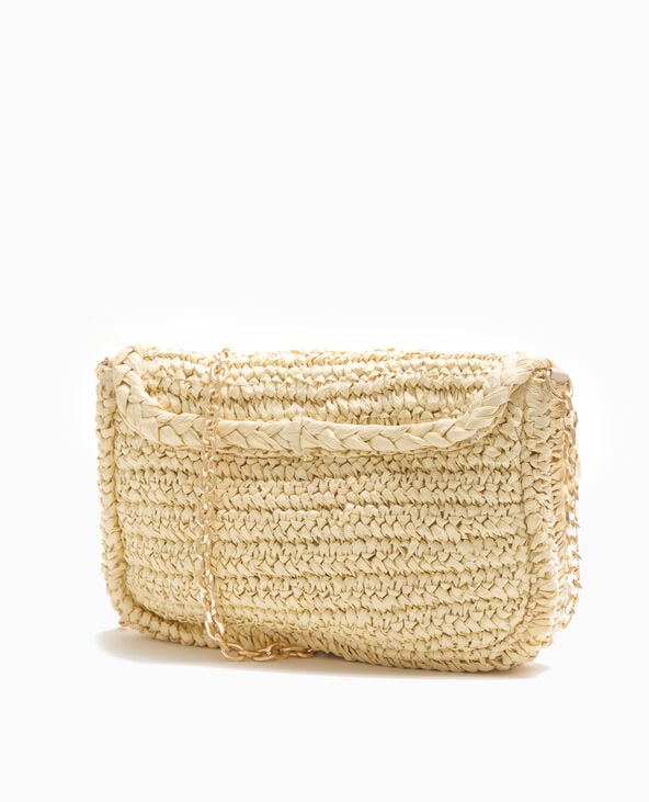 Pimkie Sac En Raphia Avec Bandoulière En Chaine - Beige