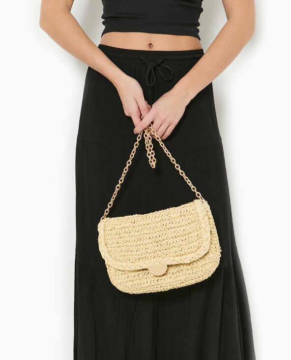 pimkie Sac en raphia avec bandoulière en chaine - Beige
