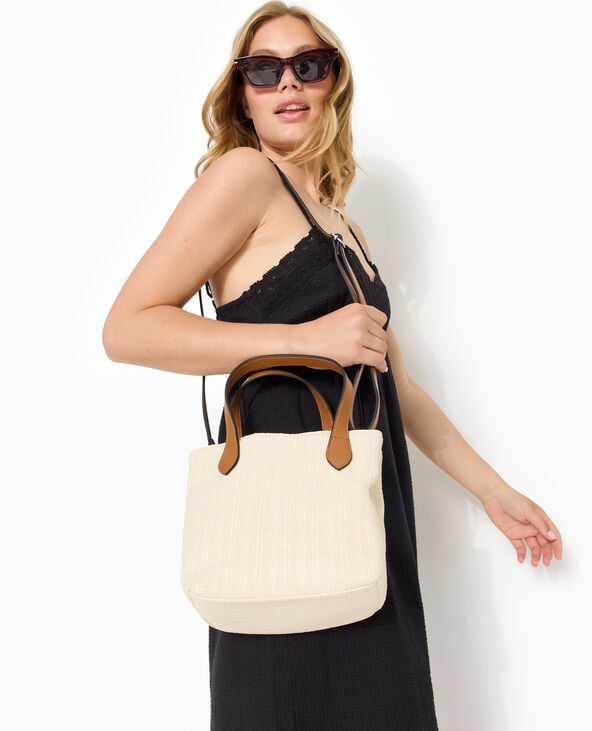 pimkie Sac en raphia avec poignées et bandoulière - Beige