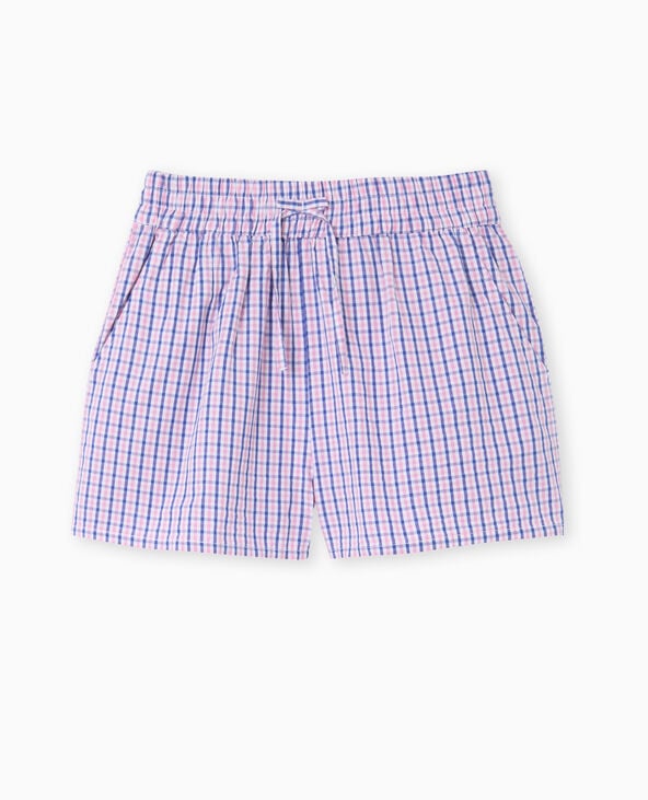 Pimkie Short à Carreaux Avec Taille élastiquée - Bleu Marine