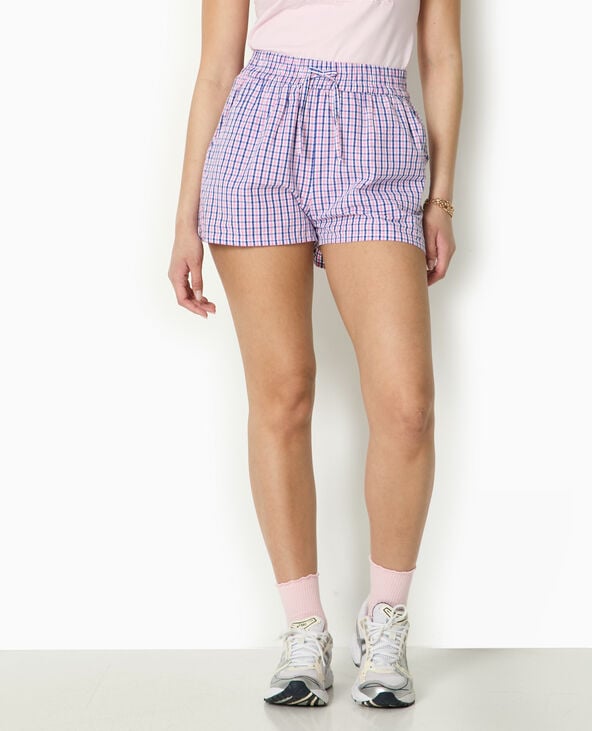 Pimkie Short à Carreaux Avec Taille élastiquée - Bleu Marine
