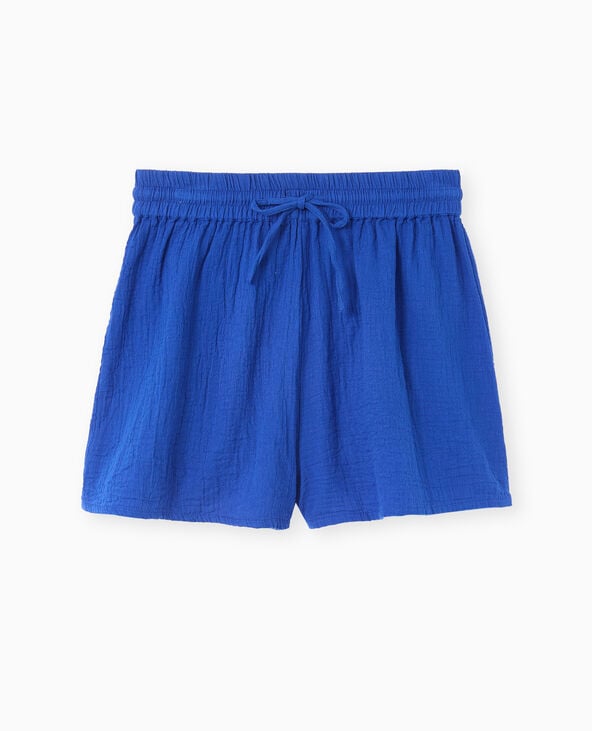 Pimkie Short En Gaze De Coton Taille élastiquée - Bleu Marine