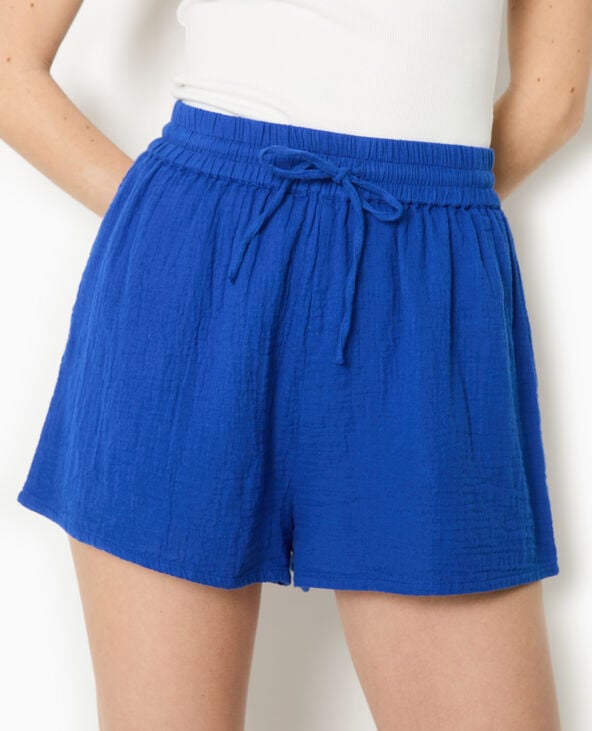 pimkie Short en gaze de coton taille élastiquée - Bleu marine