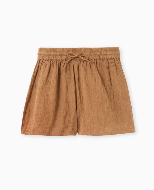 Pimkie Short En Gaze De Coton Taille élastiquée - Marron