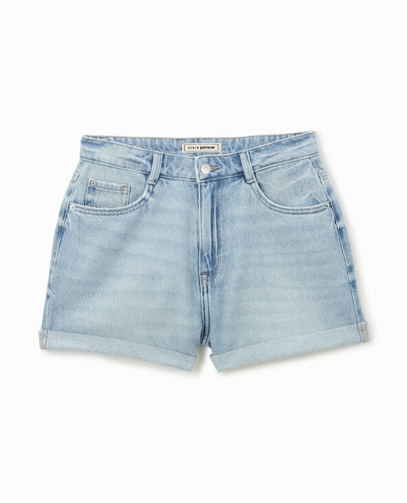 Pimkie Short En Jean Loose Taille Haute Bas Roulottés - Bleu Clair