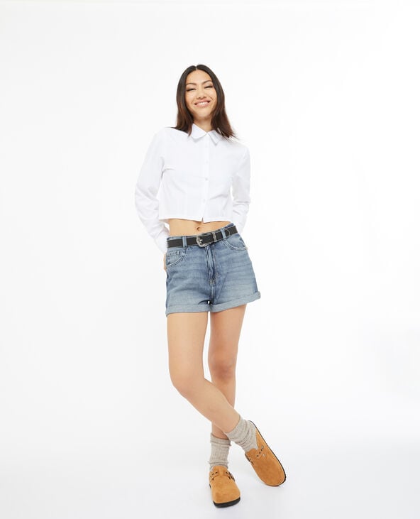 pimkie Short en jean loose taille haute bas roulottés - Bleu