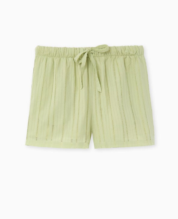 Pimkie Short Taille élastiquée En Tissu Ajouré Effet Rayé - Vert