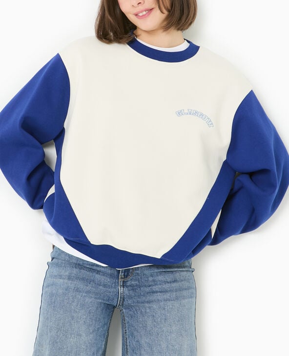 Pimkie Sweat Bicolore Avec Broderie Poitrine Et Dos - Bleu Marine